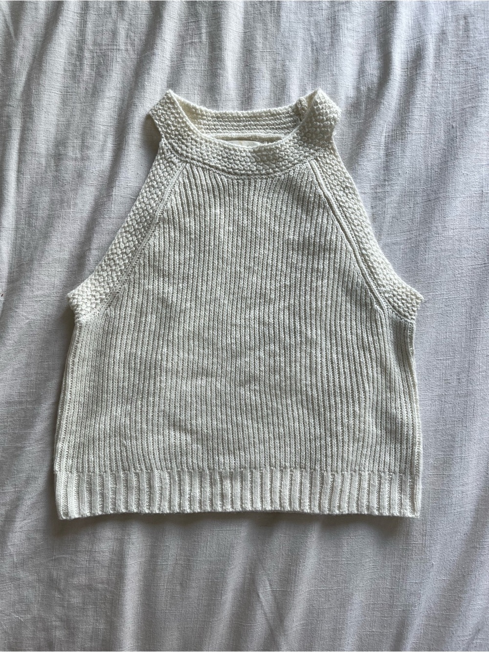 Marled Cream Knit Halter Sweater